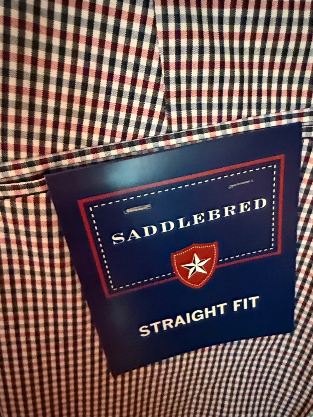 Saddlebred Men's Red, Navy and White Check Button-Down Shirt